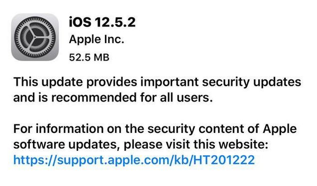 沙雅苹果手机维修分享iOS12.5.2发布，建议所有老苹果用户安装 
